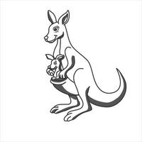 um canguru fofo e seu design de ilustração de arte infantil em vetor para livro de colorir para crianças