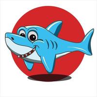 um design de ilustração de arte de tubarão fofo em vetor