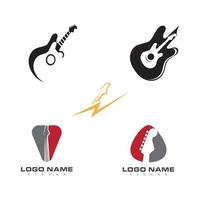 vetor e símbolo de design de logotipo de ilustração de guitarra