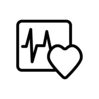 linha de ícone de eletrocardiograma de coração isolada no fundo branco. ícone liso preto fino no estilo de contorno moderno. símbolo linear e traço editável. ilustração vetorial de traço perfeito simples e pixel vetor