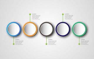 modelo de design de infográficos de linha do tempo com 5 opções, diagrama de processo vetor