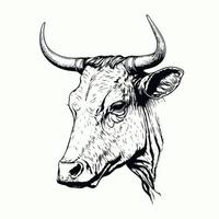 símbolo de estilo lineart minimalista com cabeça de animal de vaca vetor