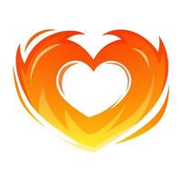 coração feito de fogo. elemento de coração ardente. sinal de amor. ilustração vetorial para design isolado no fundo branco. vetor