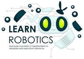 aprender robótica, cursos ou cartaz promocional de aulas vetor