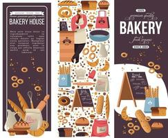 casa de padaria, padeiro com produtos de pastelaria fresca vetor