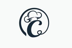 logotipo do chef com uma combinação de letra c e chapéu de chef para qualquer negócio, especialmente para restaurante, café, catering, etc. vetor