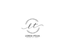 monograma de beleza de logotipo feminino inicial lt e design de logotipo elegante, logotipo de caligrafia de assinatura inicial, casamento, moda, floral e botânico com modelo criativo vetor