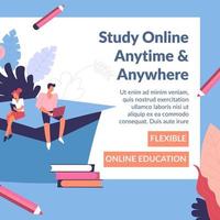 estude online, a qualquer hora e em qualquer lugar web flexível vetor