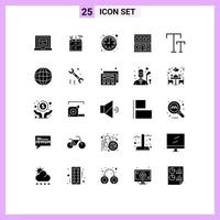 25 ícones criativos sinais modernos e símbolos de elementos de design de vetores editáveis de casa grande tempo global