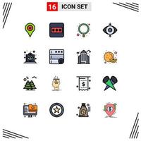 16 ícones criativos, sinais e símbolos modernos do banco de dados, colar real, visão premium, elementos de design de vetores criativos editáveis
