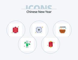 pacote de ícones planos de ano novo chinês 5 design de ícones. tradicional. cultura. chinês. chinês. chinês