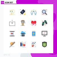 conjunto de pictogramas de 16 cores planas simples de entrar em spyware preencher trabalho em equipe pessoas pacote editável de elementos de design de vetores criativos
