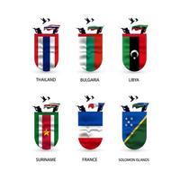 coleção de bandeiras da Tailândia, Bulgária, Líbia, Suriname, França, Ilhas Salomão vetor