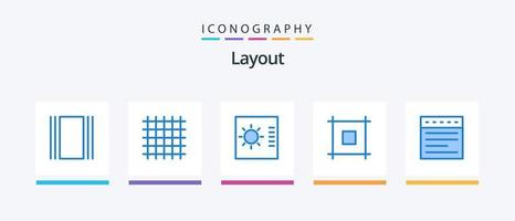 pacote de ícones de layout azul 5, incluindo . rede. ao controle. guias. página. design de ícones criativos vetor