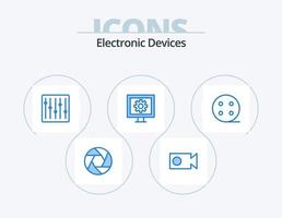 design de ícones do pacote de ícones azuis de dispositivos 5. elétrico. bateria. dispositivos. ver. entretenimento vetor
