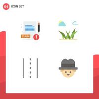 pacote de interface do usuário de 4 ícones planos básicos de linhas médicas grama primavera estrada elementos de design vetoriais editáveis vetor
