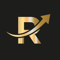 logotipo de finanças no conceito de letra r. logotipo de marketing e negócios financeiros vetor