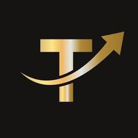 logotipo de finanças no conceito de carta t. logotipo de marketing e negócios financeiros vetor