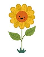 ícone de girassol do vetor. ilustração de flor de sol florescendo laranja. clipart floral. flor de verão plana bonito isolada no fundo branco. imagem de planta de fazenda vetor