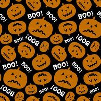 padrão sem emenda de halloween com abóbora e texto boo. vetor