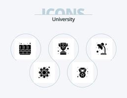 ícone do glifo universitário pack 5 design de ícone. claro. armários escolares. troféu. realização vetor