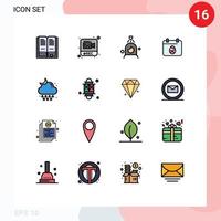 16 interface do usuário pacote de linhas preenchidas com cores planas de sinais e símbolos modernos de elementos de design de vetores criativos editáveis de ovo de nuvem de chuva
