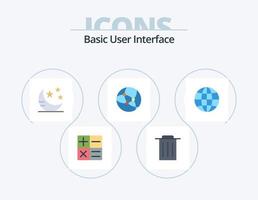 pacote básico de ícones planos 5 design de ícones. . . Estrela. rede. terra vetor