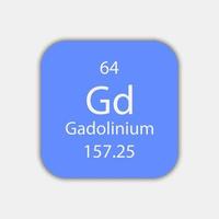 símbolo de gadolínio. elemento químico da tabela periódica. ilustração vetorial. vetor