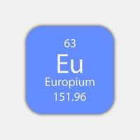 símbolo de európio. elemento químico da tabela periódica. ilustração vetorial. vetor