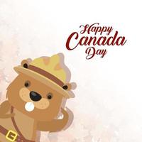 banner de celebração do feliz dia do Canadá com castor vetor