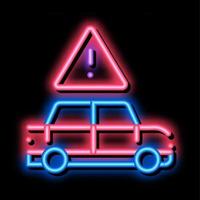 ilustração de ícone de brilho neon de obstrução de perigo de carro vetor