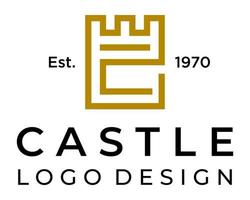 design do logotipo do castelo do monograma da letra c. vetor