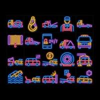 ilustração de ícone de brilho neon de transporte de caminhão de reboque vetor