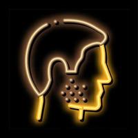 ilustração de ícone de brilho neon de cerdas faciais humanas vetor