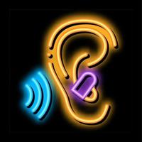 plugue de ouvido para ilustração de ícone de brilho neon para dormir vetor