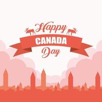 banner de celebração do feliz dia do Canadá com vista da cidade vetor