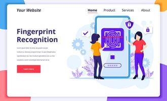 mulheres tentando acessar smartphone com controle de acesso biométrico vetor