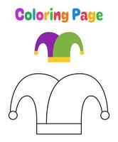 página para colorir com chapéu de carnaval para crianças vetor
