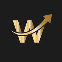 logotipo de finanças no conceito de letra w. logotipo de marketing e negócios financeiros vetor