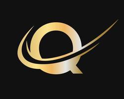 design de logotipo inicial da letra q do monograma com conceito de luxo vetor