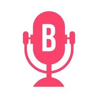 logotipo de rádio podcast no design da letra b usando o modelo de microfone. música dj, design de logotipo de podcast, mix de vetor de transmissão de áudio