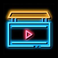 ilustração de ícone de brilho neon de anúncio em vídeo vetor
