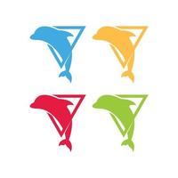 emblema abstrato com golfinho em variação vetor