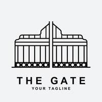 portão antigo ou design de ilustração vetorial de logotipo de portão vintage vetor