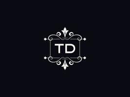 logotipo td profissional, design de letras de logotipo td luxo minimalista vetor