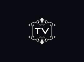 logotipo de tv profissional, design de letras de logotipo de luxo de tv minimalista vetor