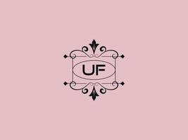 ícone criativo do logotipo uf, elegante logotipo da carta de luxo uf vetor