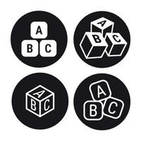 conjunto de ícones de cubos abc, preto sobre um fundo branco vetor