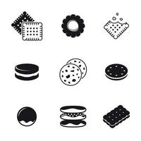 conjunto de ícones de biscoito. preto em um fundo branco vetor
