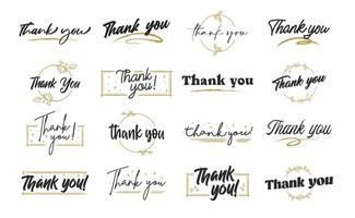 conjunto de designs personalizados de letras de agradecimento. vetor
